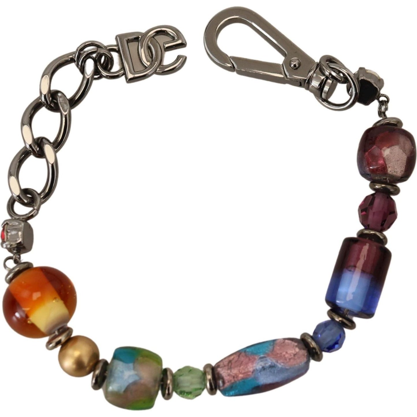 Dolce & Gabbana Multicolor Beaded Silver Chain Bracelet Dolce & Gabbana