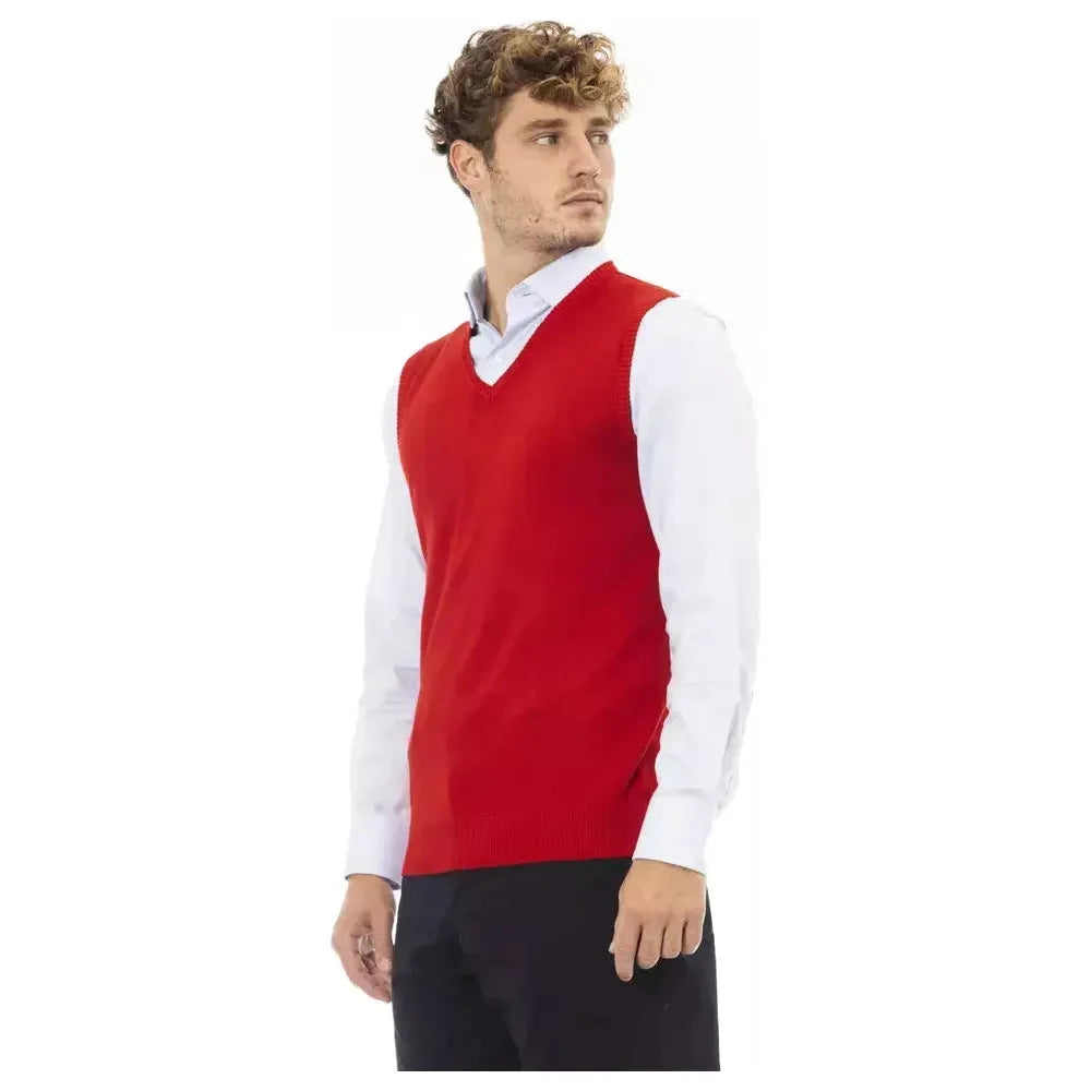 Alpha Studio Red Viscose Men Vest Alpha Studio