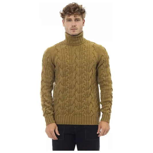 Alpha Studio Brown Wool Men Sweater Alpha Studio