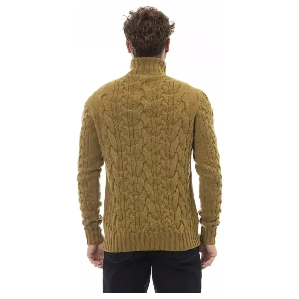 Alpha Studio Brown Wool Men Sweater Alpha Studio