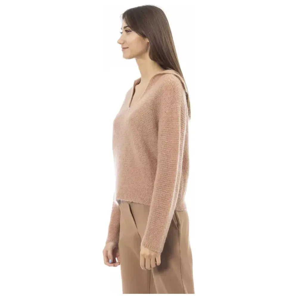 Alpha Studio Beige Merino Wool Women Sweater Alpha Studio