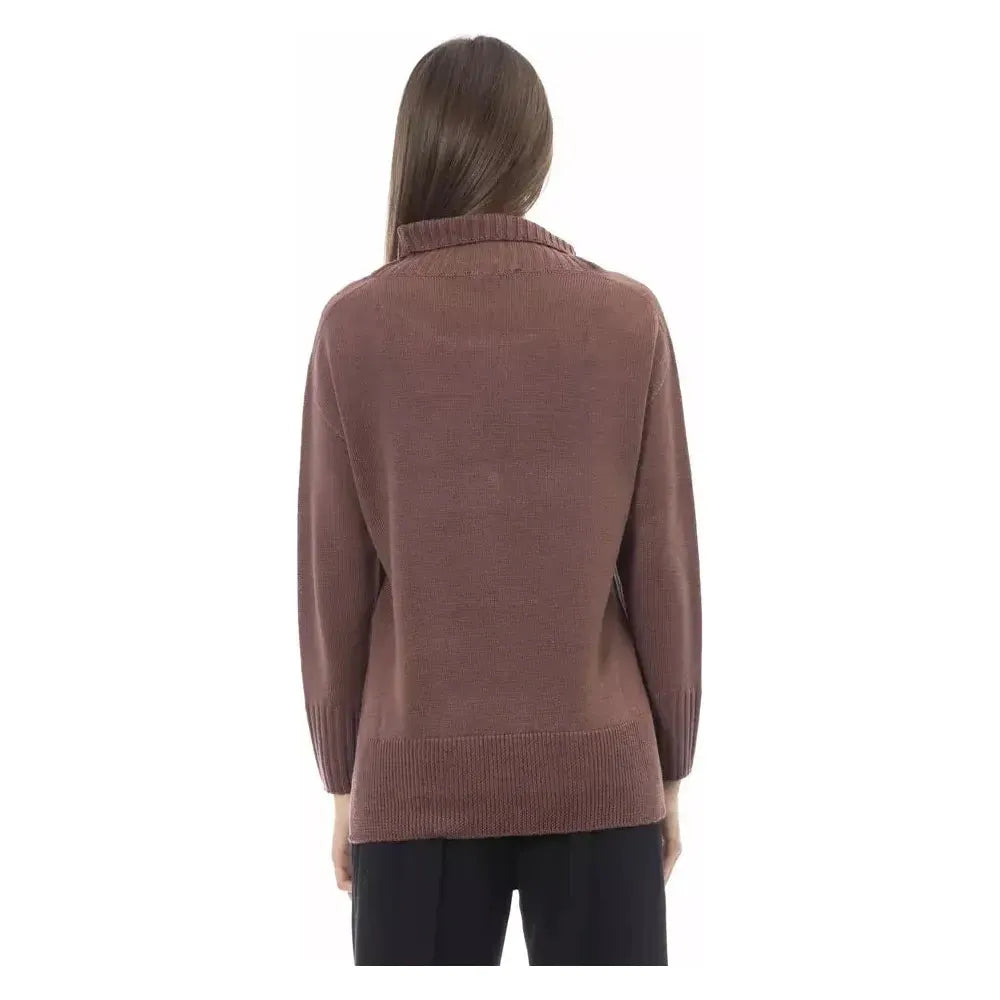 Alpha Studio Brown Merino Wool Women Sweater Alpha Studio