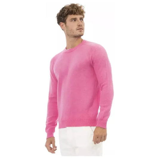 Alpha Studio Pink Wool Men Sweater Alpha Studio