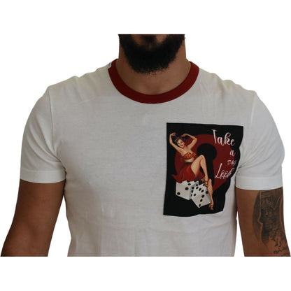 Dolce & Gabbana Cotton White Logo Print Crewneck T-shirt
