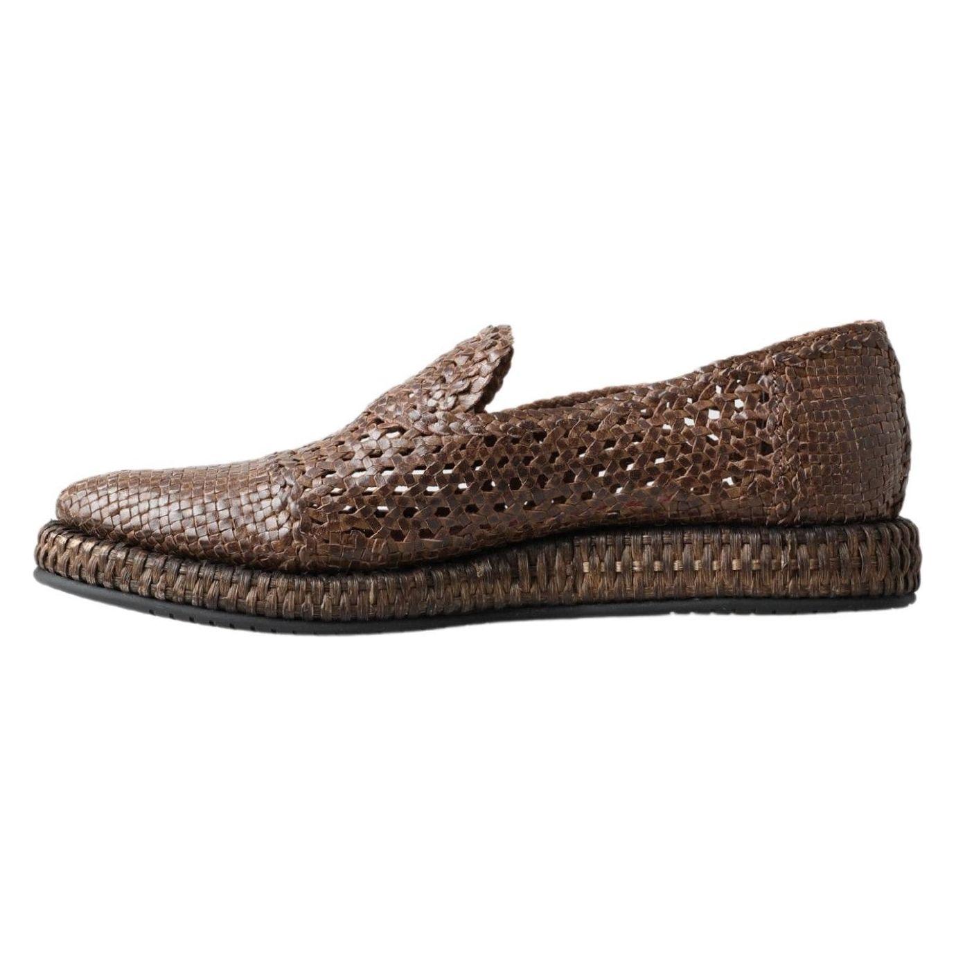 Dolce & Gabbana Elegant Leather Slipper Loafers in Brown Dolce & Gabbana