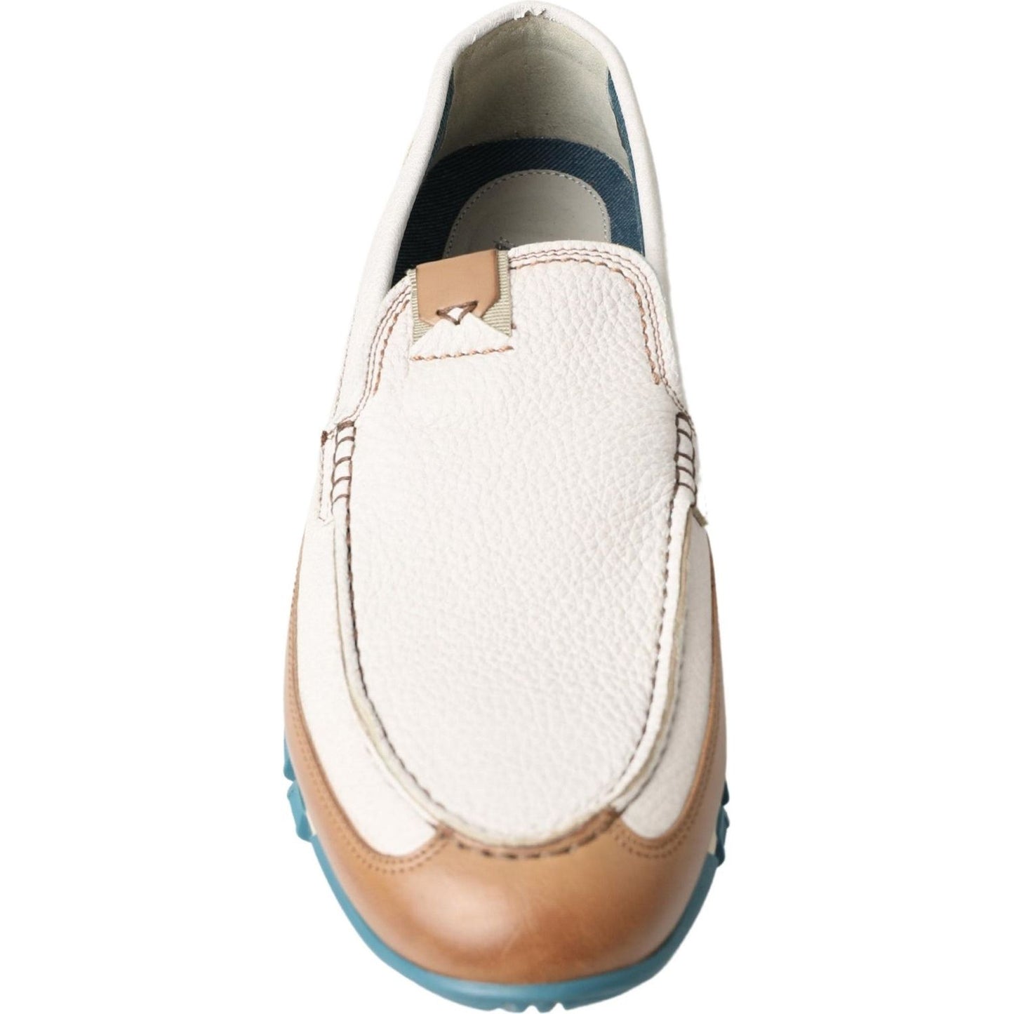 Dolce & Gabbana White Leather Loafers Moccasins Shoes