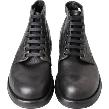 Dolce & Gabbana Black Horse Leather Perugino Boots