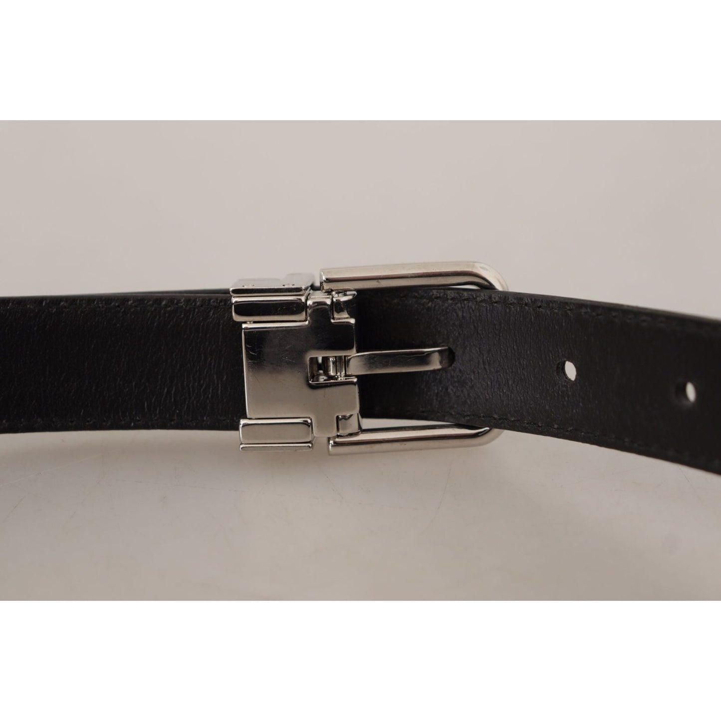 Dolce & Gabbana Sleek Black Leather Belt with Metal Buckle Dolce & Gabbana