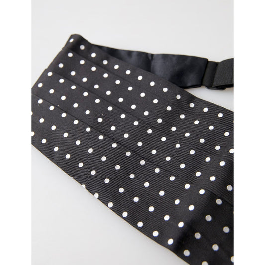 Dolce & Gabbana Elegant Silk Black & White Polka Dot Cummerbund Dolce & Gabbana