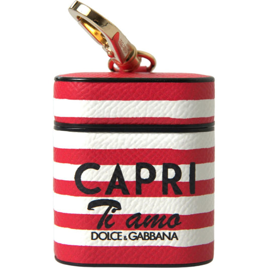 Dolce & Gabbana Elegant Red Leather Airpods Case Dolce & Gabbana