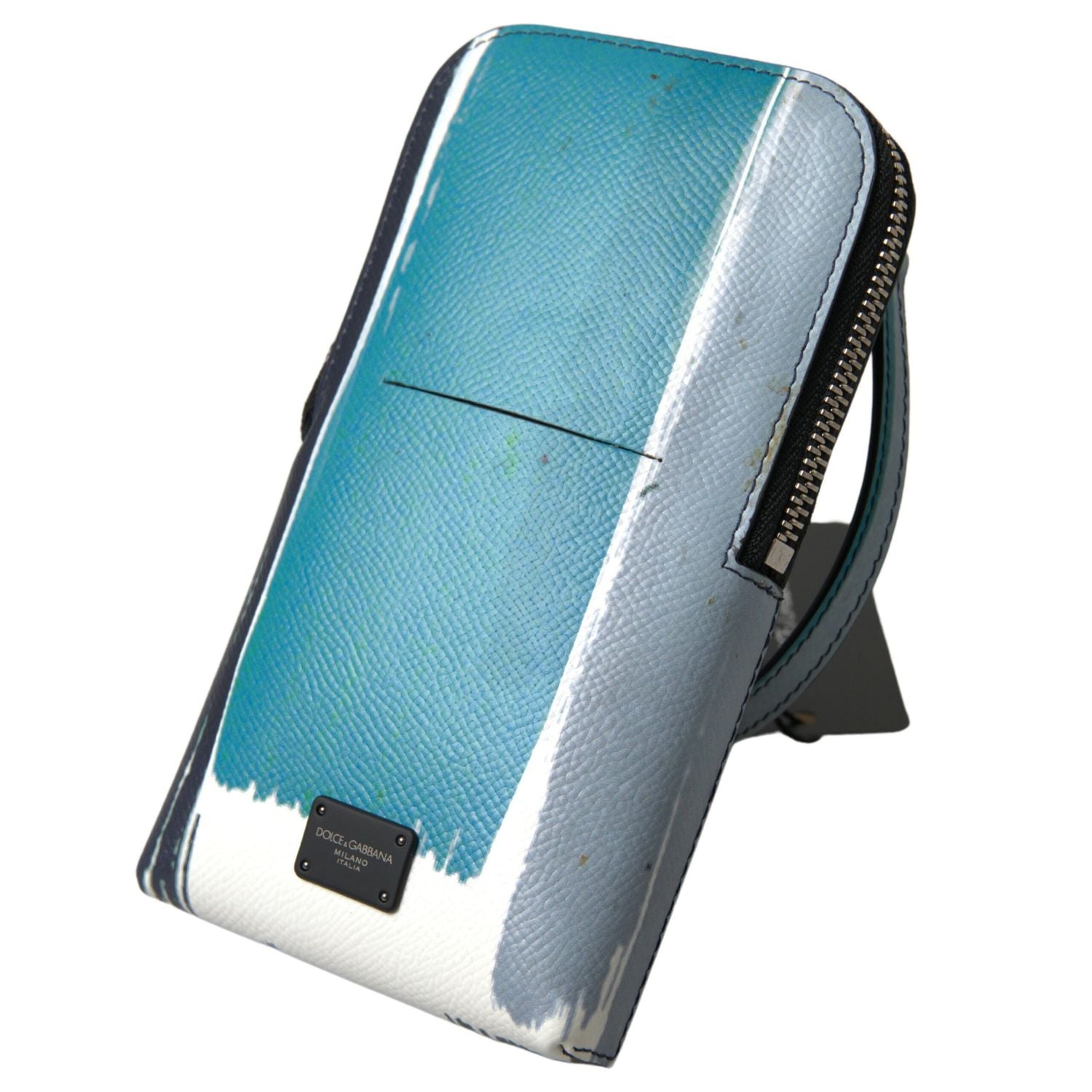 حقيبة كروس بودي أنيقة من الجلد من دولتشي آند غابانا باللونين الأزرق والأبيض