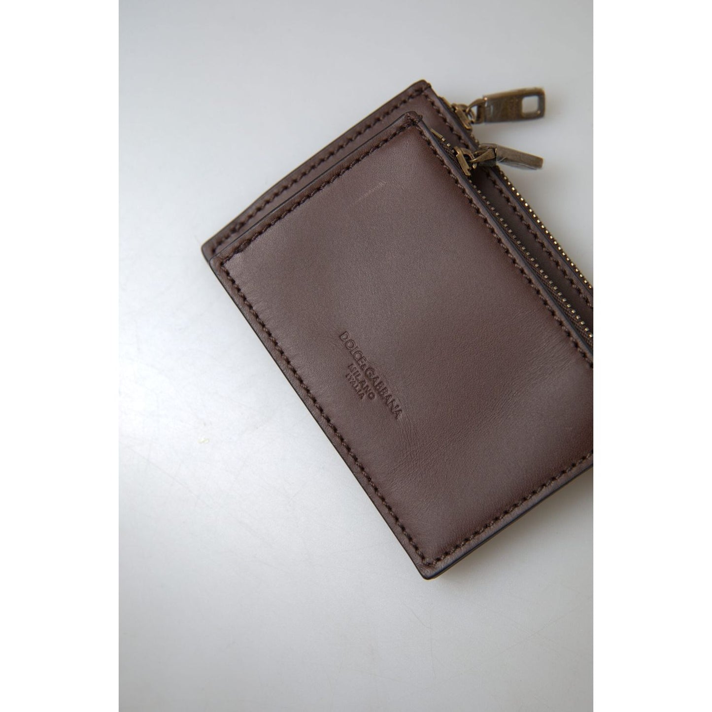 Dolce & Gabbana Elegant Brown Leather Coin Purse Wallet Dolce & Gabbana