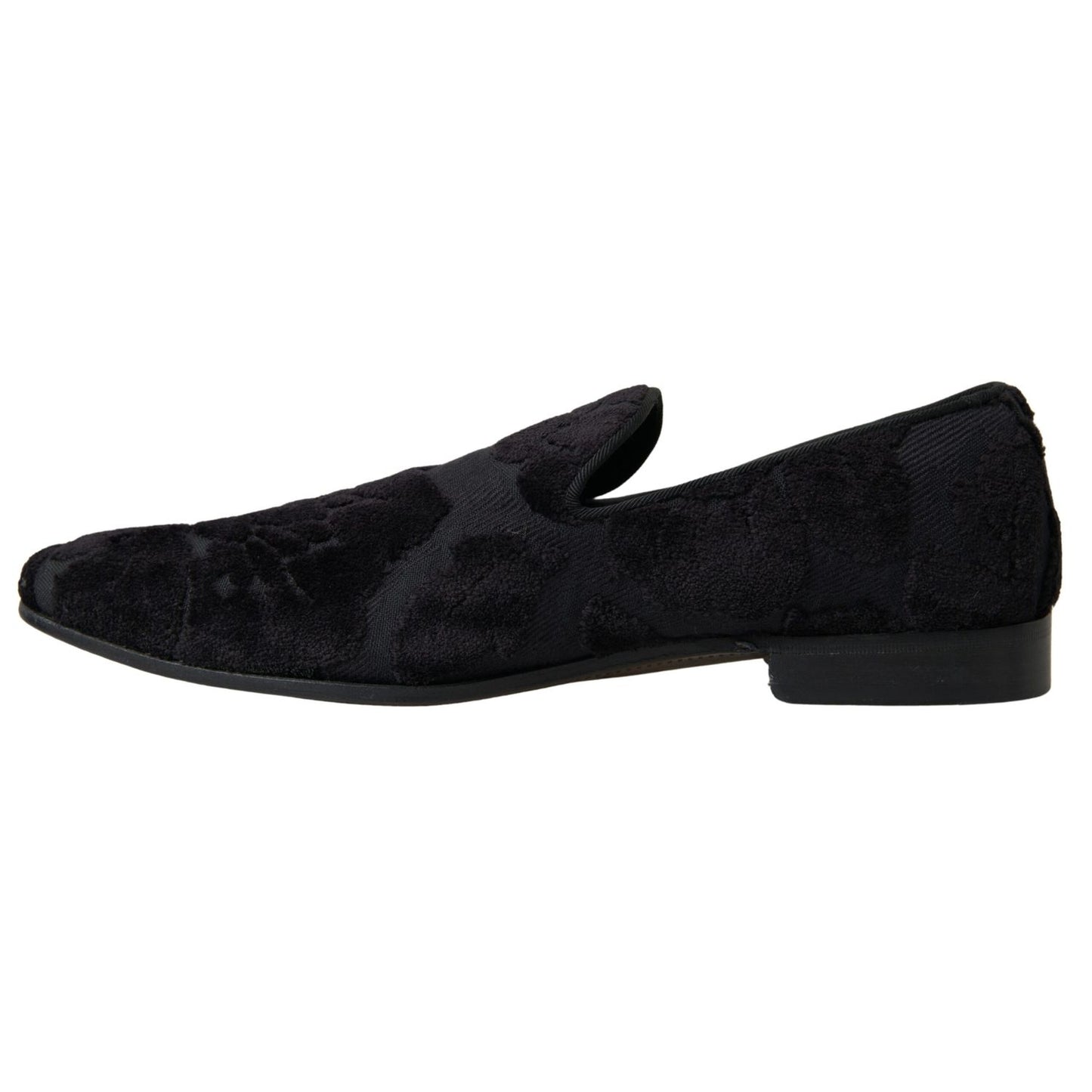 Dolce & Gabbana Black Brocade Loafers Formal Shoes