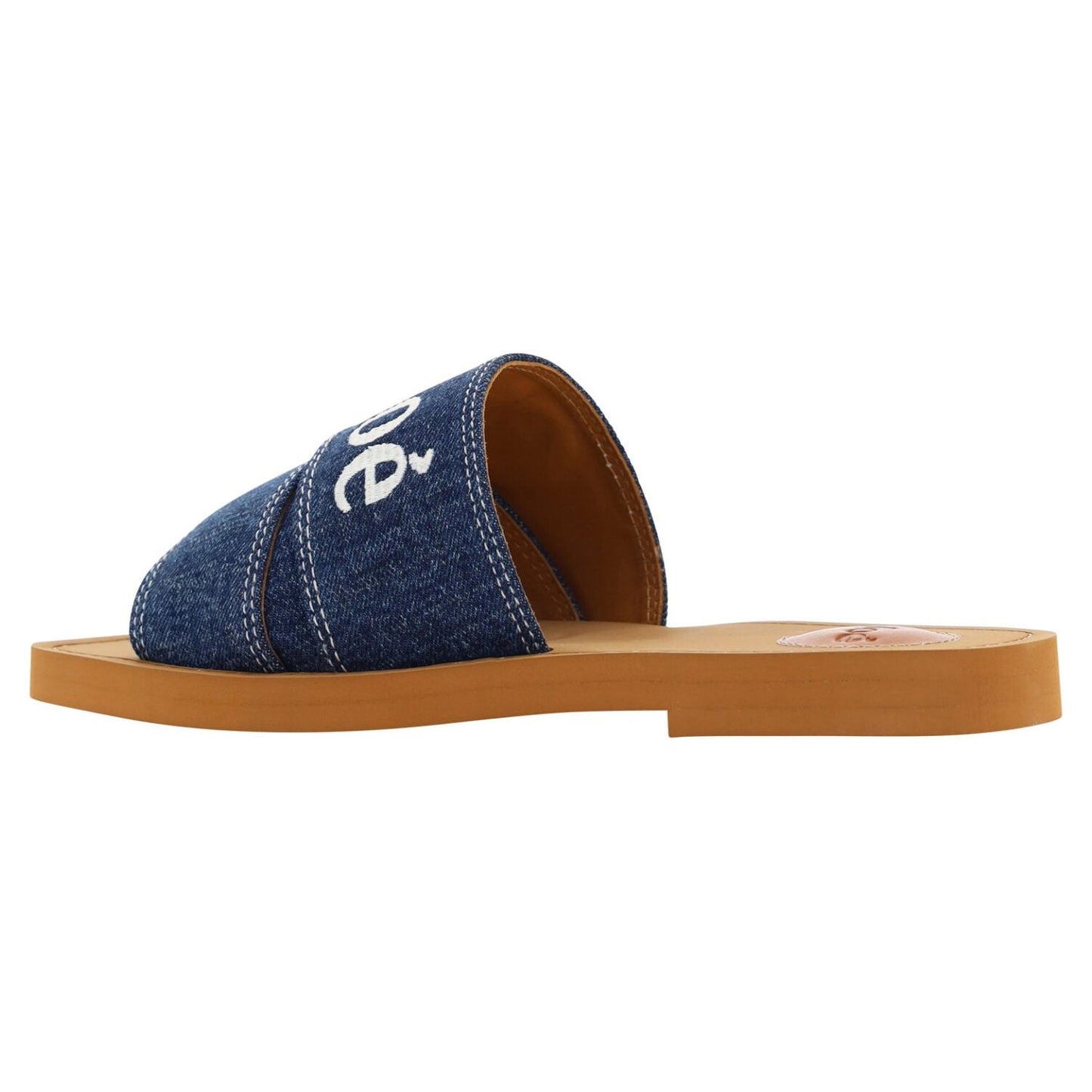 Chloé Sumptuous Cotton Woody Slide Sandals in Denim Blue Chloé