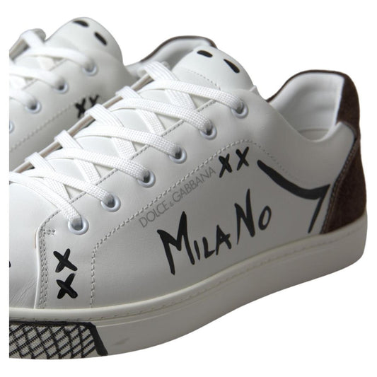 Dolce & Gabbana Sleek White Leather Casual Sneakers Dolce & Gabbana