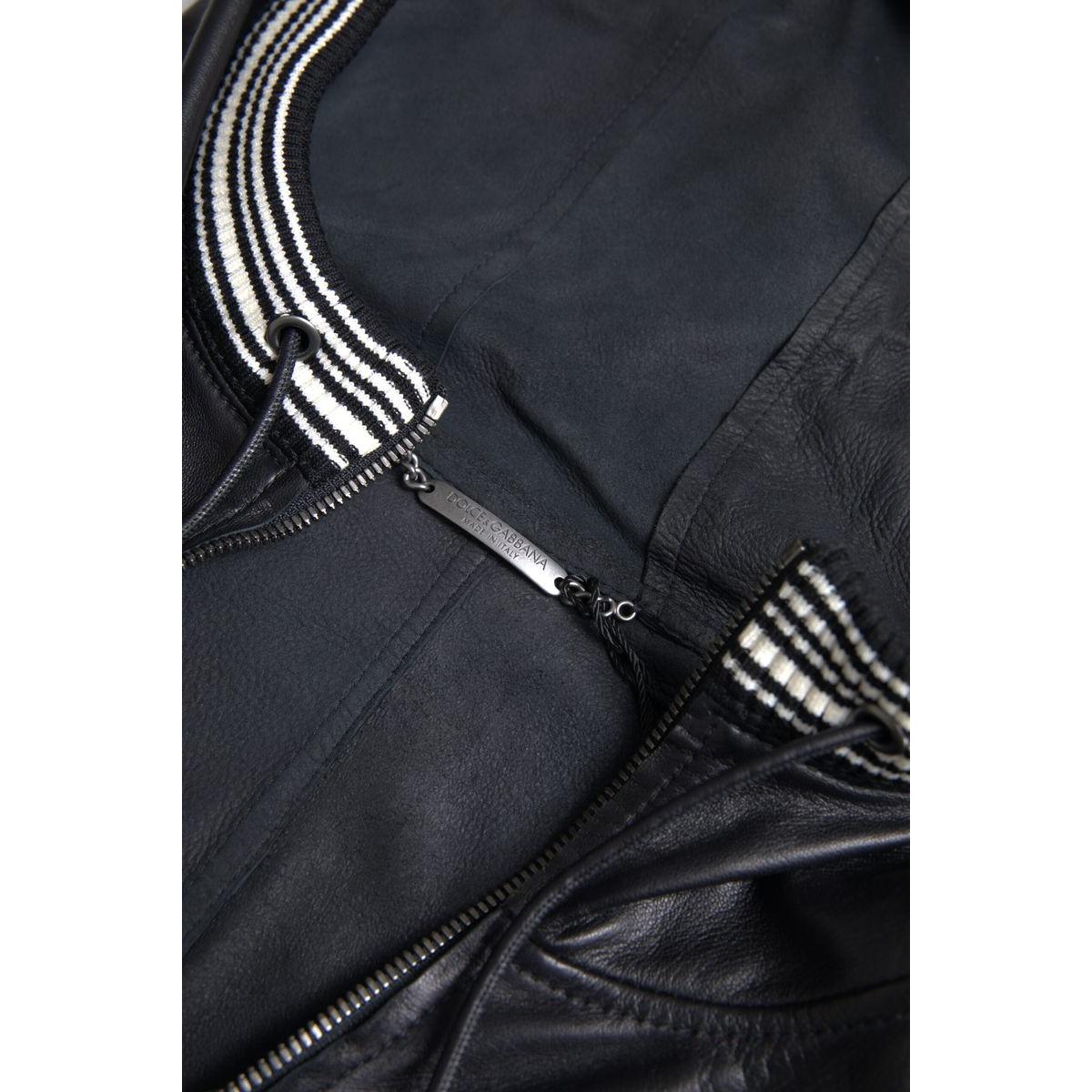 Dolce & Gabbana Elegant Black Leather Bomber Jacket Dolce & Gabbana