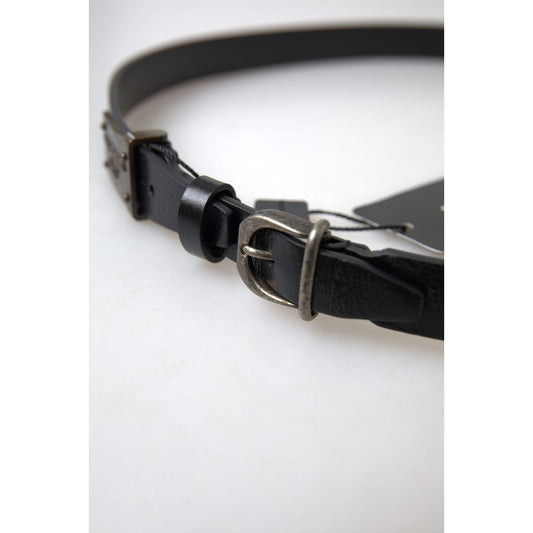 Dolce & Gabbana Elegant Black Leather Belt - Metal Buckle Closure Dolce & Gabbana