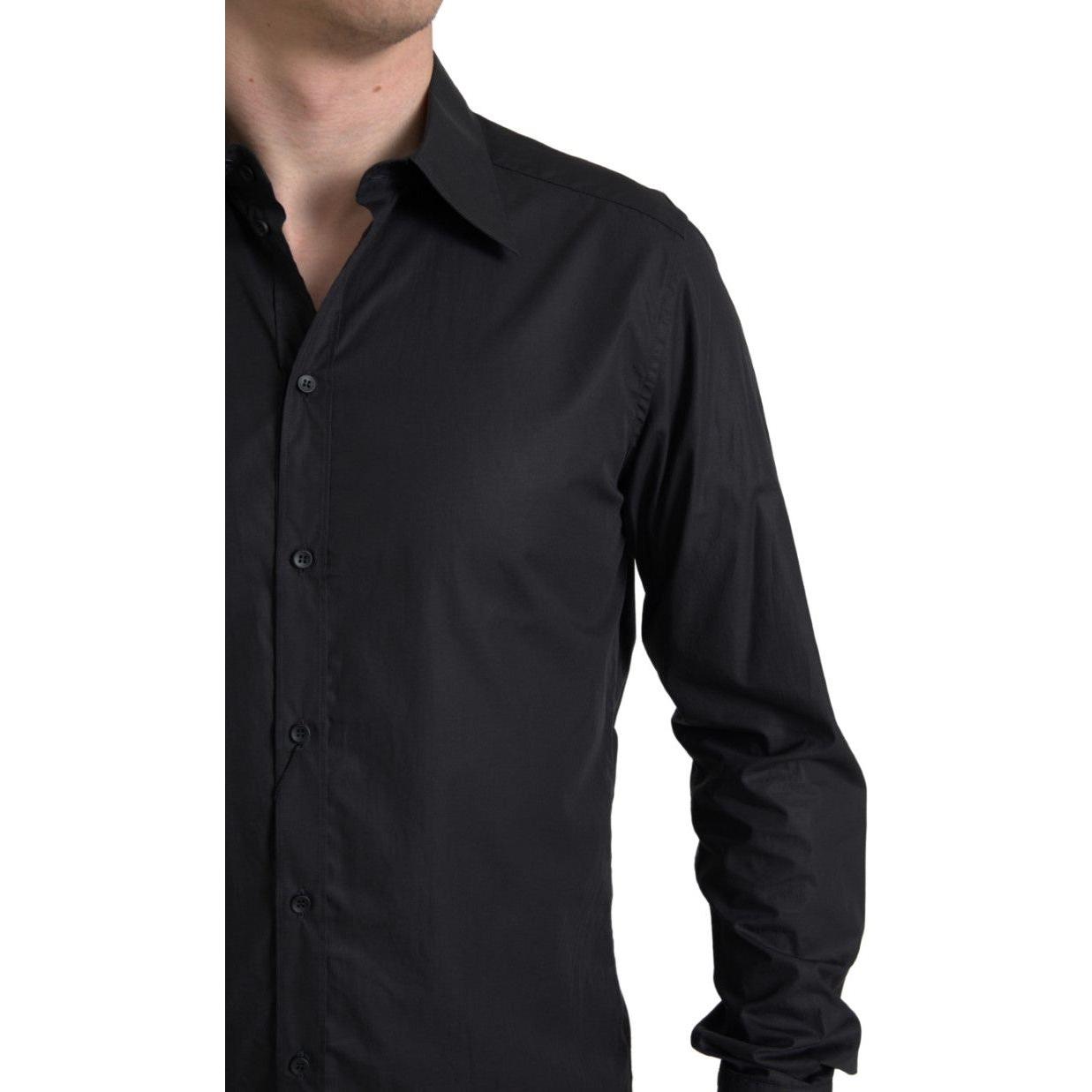 Dolce & Gabbana Elegant Black Gold Button Formal Shirt Dolce & Gabbana