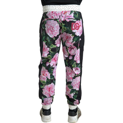 Dolce & Gabbana Multicolor Peony Joggers Cotton Men Pants