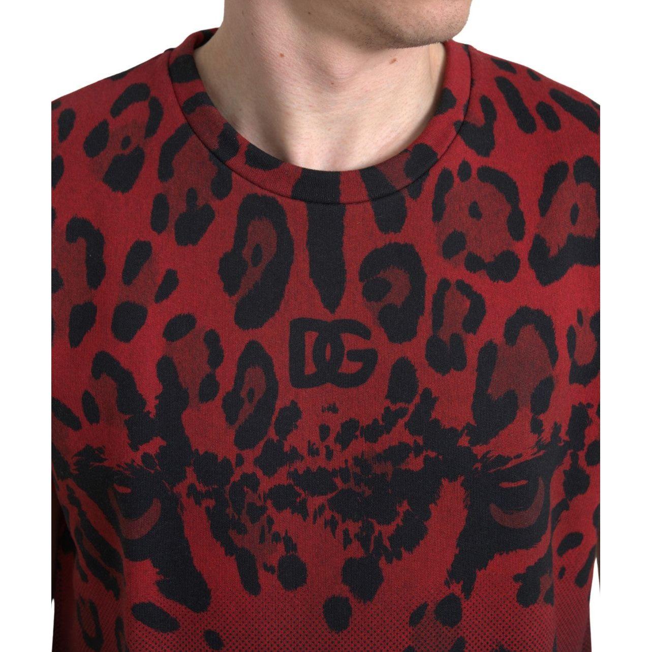 Dolce & Gabbana Red Leopard Print Cotton Tank Top Dolce & Gabbana