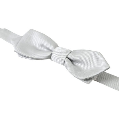 Dolce & Gabbana Gray Silk Adjustable Men Neck Papillon Bow Tie