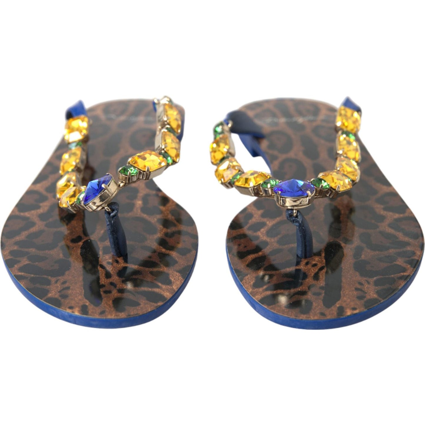 Dolce & Gabbana Blue Crystals Flats Sandals Beachwear Shoes