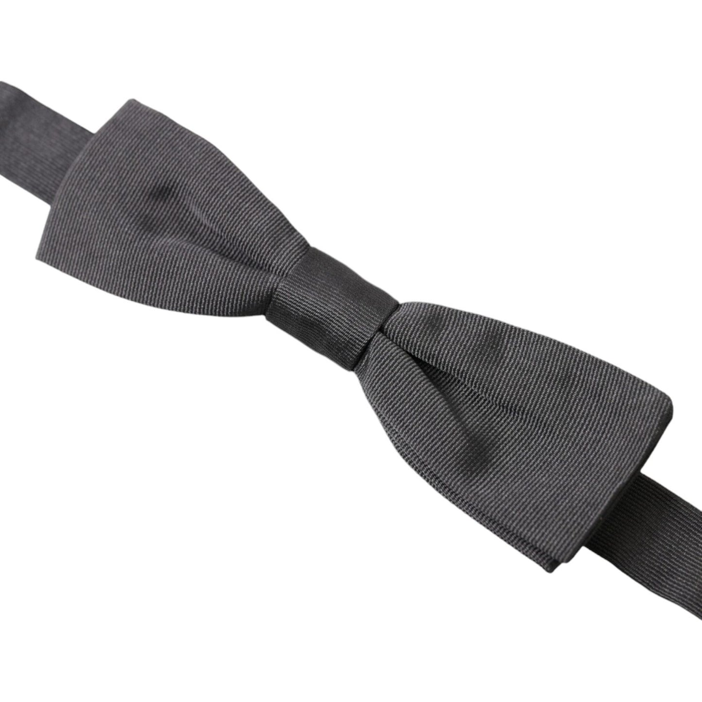Dolce & Gabbana Dark Gray Silk Adjustable Neck Men Papillon Bow Tie