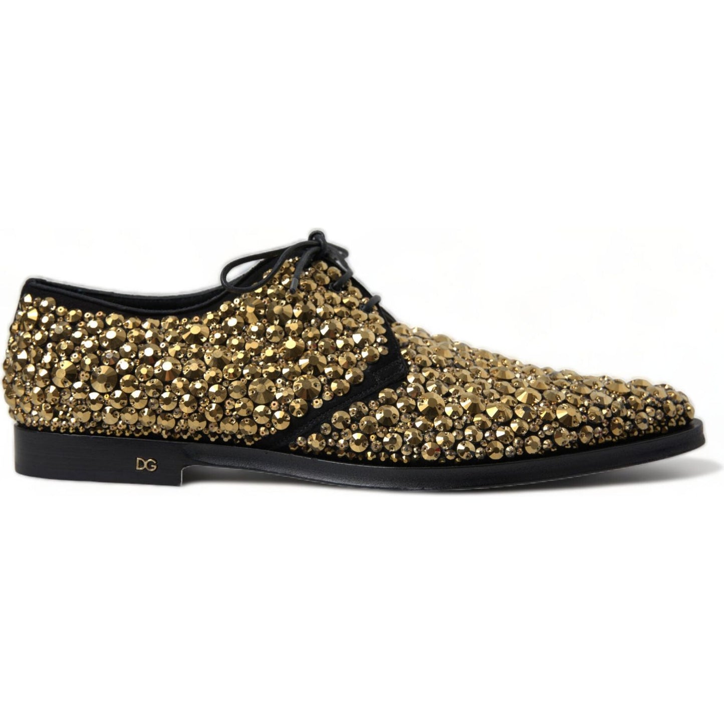 Dolce & Gabbana Elegant Gold Black Suede Derby Dress Shoes Dolce & Gabbana