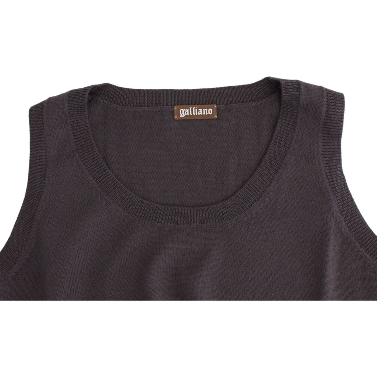 John Galliano Elegant Sleeveless Brown Knit Top John Galliano