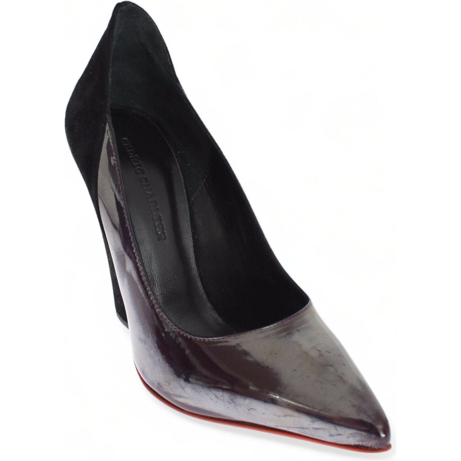 时尚金属灰色皮革高跟鞋