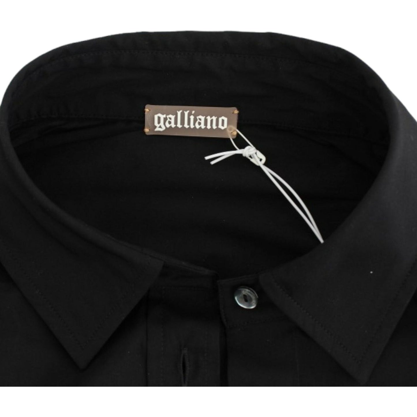 John Galliano Elegant Black Cotton Stretch Shortsleeve Blouse John Galliano