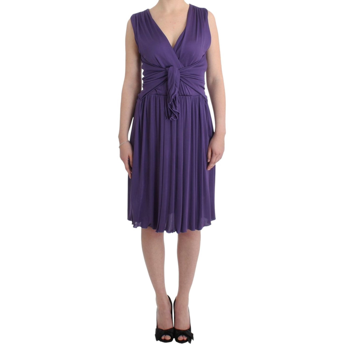 John Galliano Elegant Purple Knee-Length Jersey Dress John Galliano