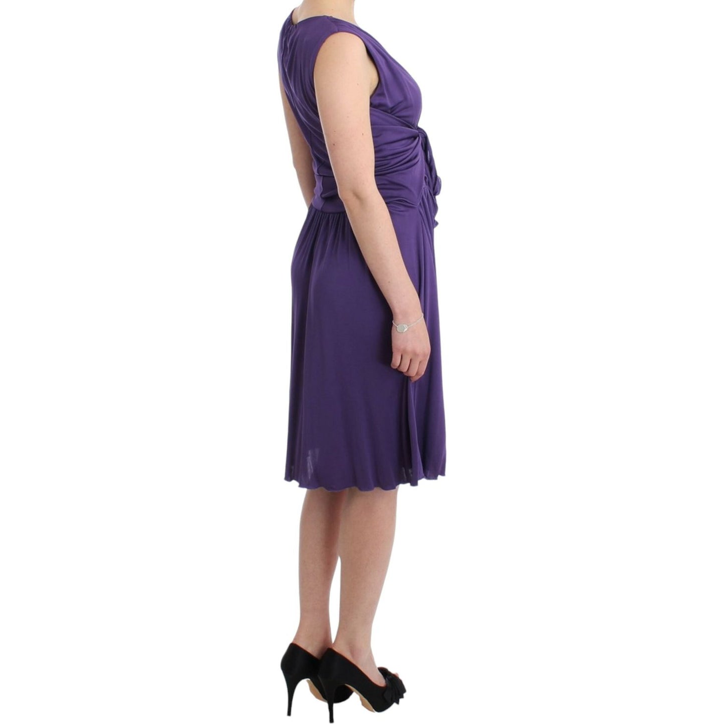 John Galliano Elegant Purple Knee-Length Jersey Dress John Galliano