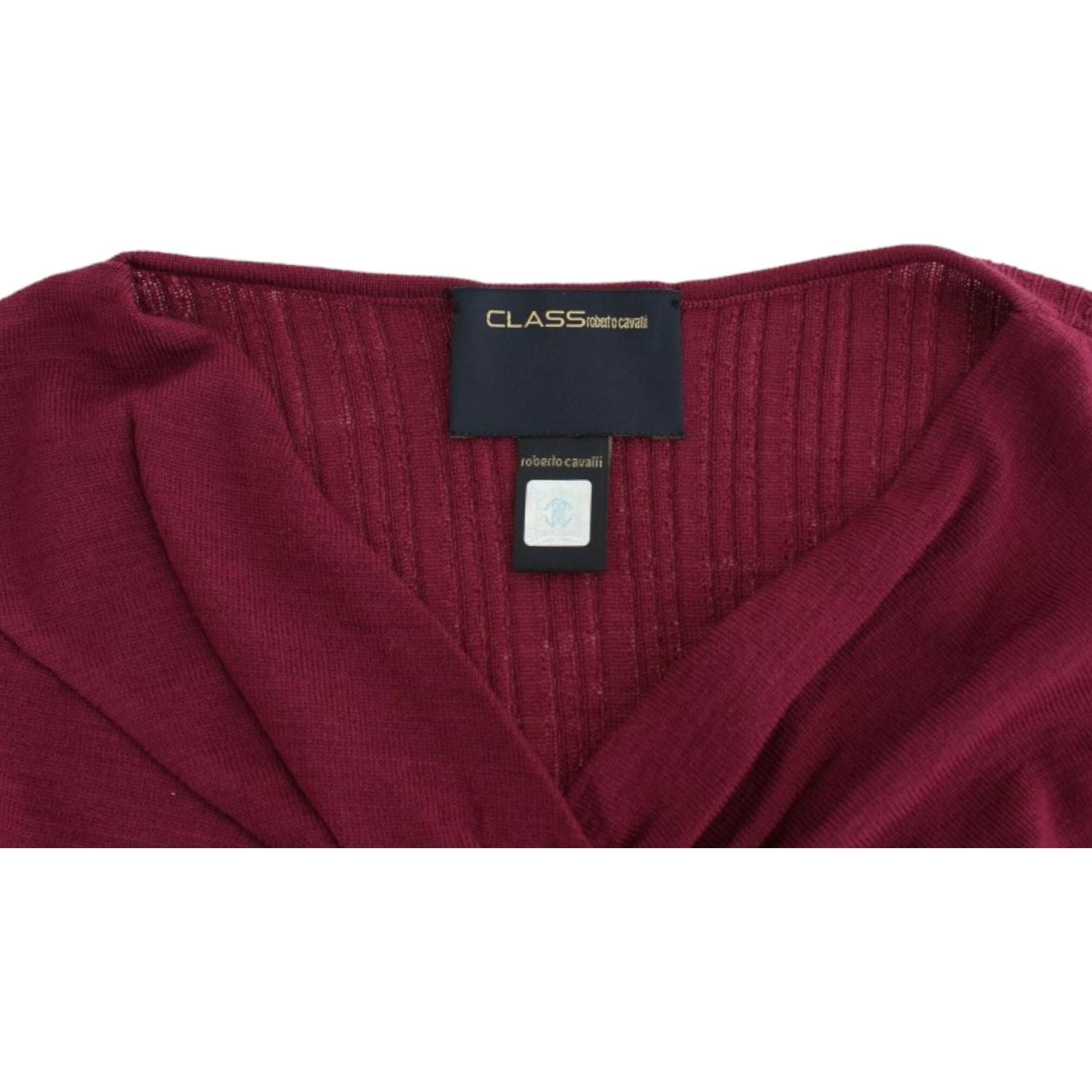 سترة صوفية أنيقة بفتحة مفتاح باللون الأرجواني من كافالي