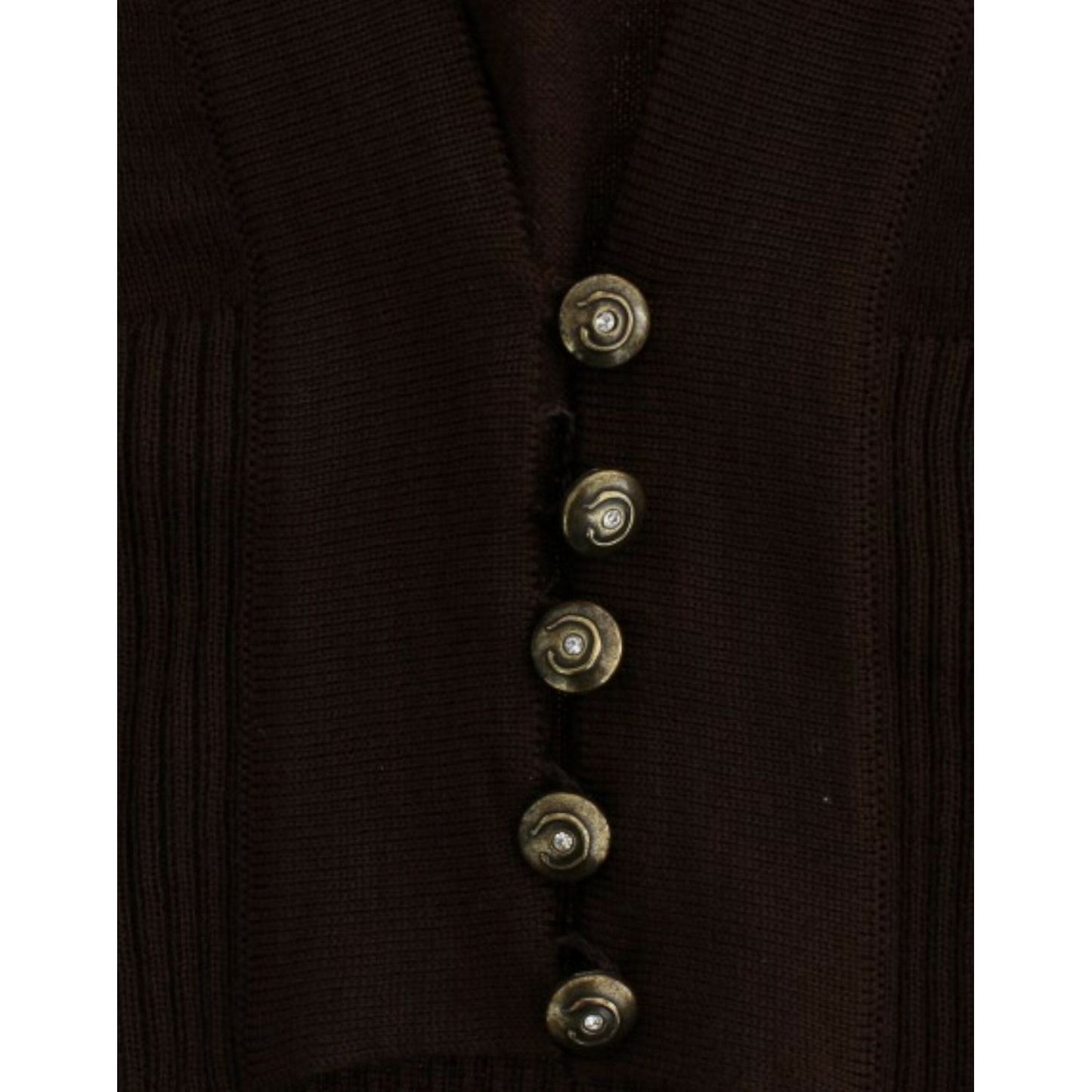 Cavalli Elegant Brown Virgin Wool Cropped Cardigan Cavalli