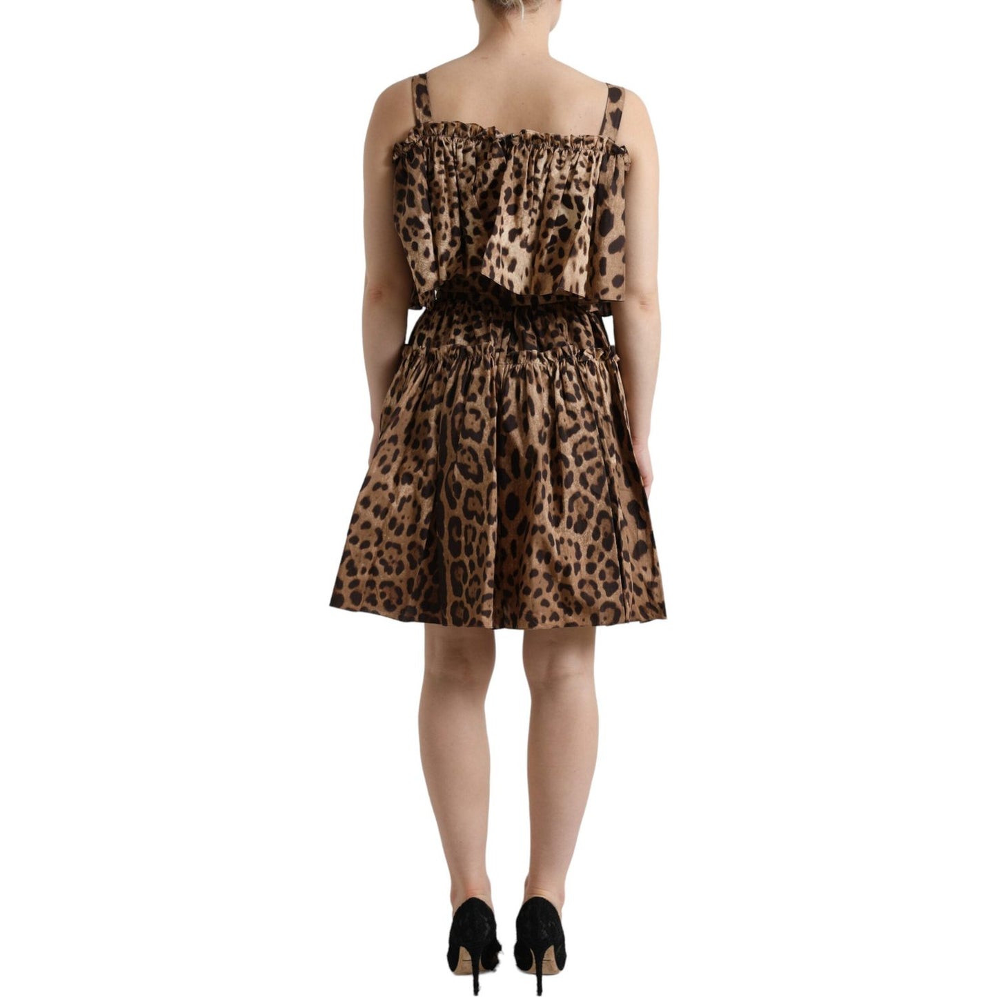 Dolce & Gabbana Leopard Print A-Line Cotton Dress Dolce & Gabbana