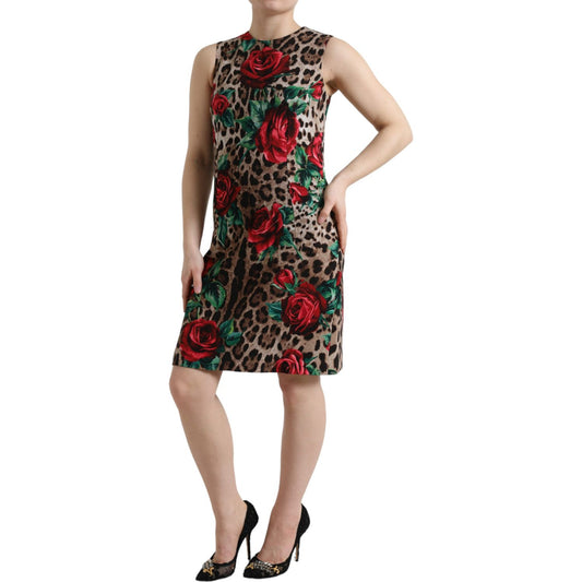 Dolce & Gabbana Elegant Leopard Floral A-Line Dress Dolce & Gabbana