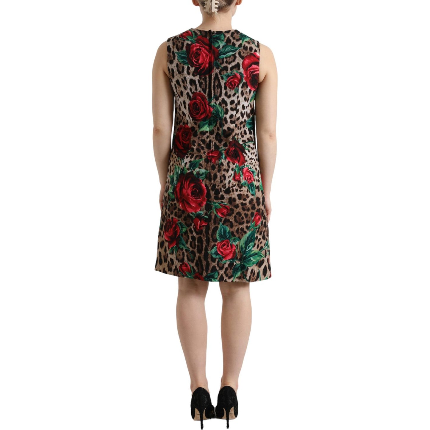 Dolce & Gabbana Elegant Leopard Floral A-Line Dress Dolce & Gabbana