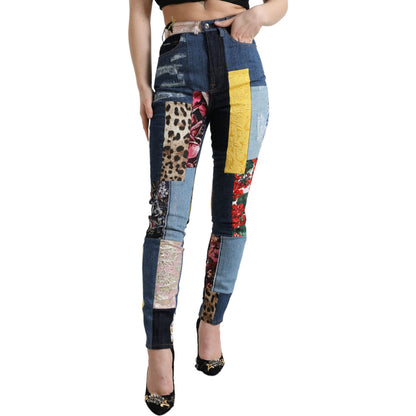 Dolce & Gabbana Multicolor Patchwork GRACE Skinny Denim Jeans