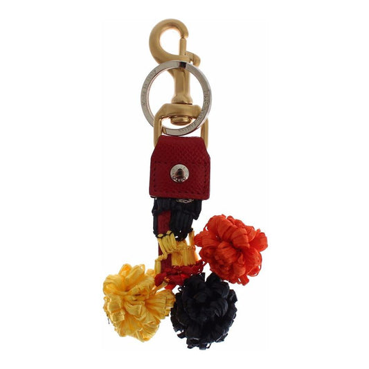 Dolce & Gabbana Chic Multicolor Raffia Leather Keychain Dolce & Gabbana