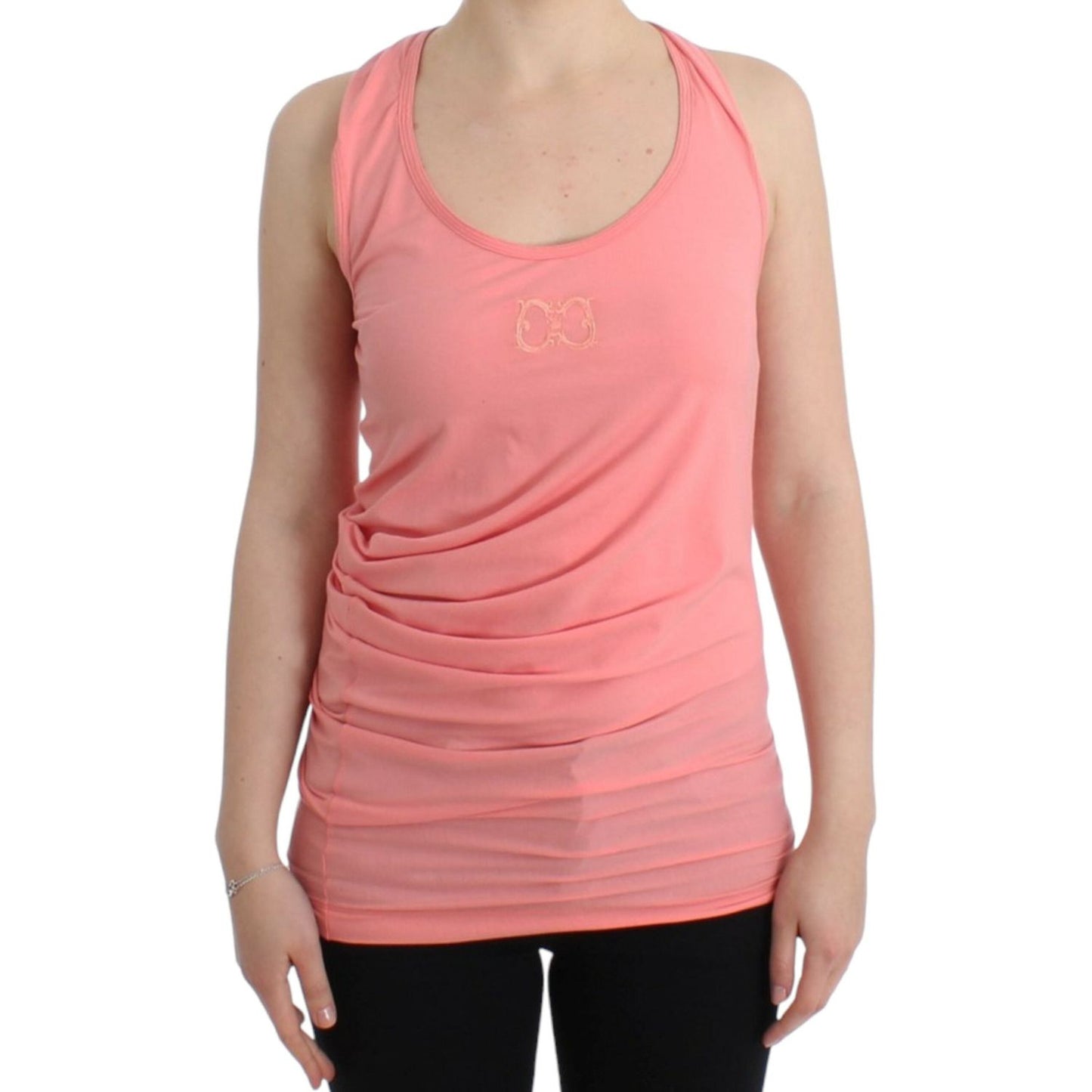 Cavalli Chic Pink Cotton Blend Tank Top Cavalli