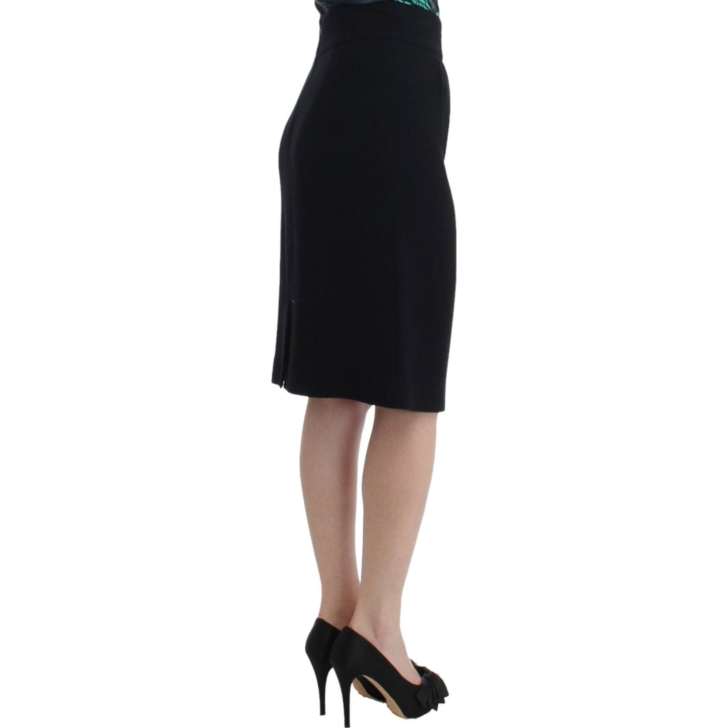 Cavalli Elegant Black Wool Pencil Skirt Cavalli