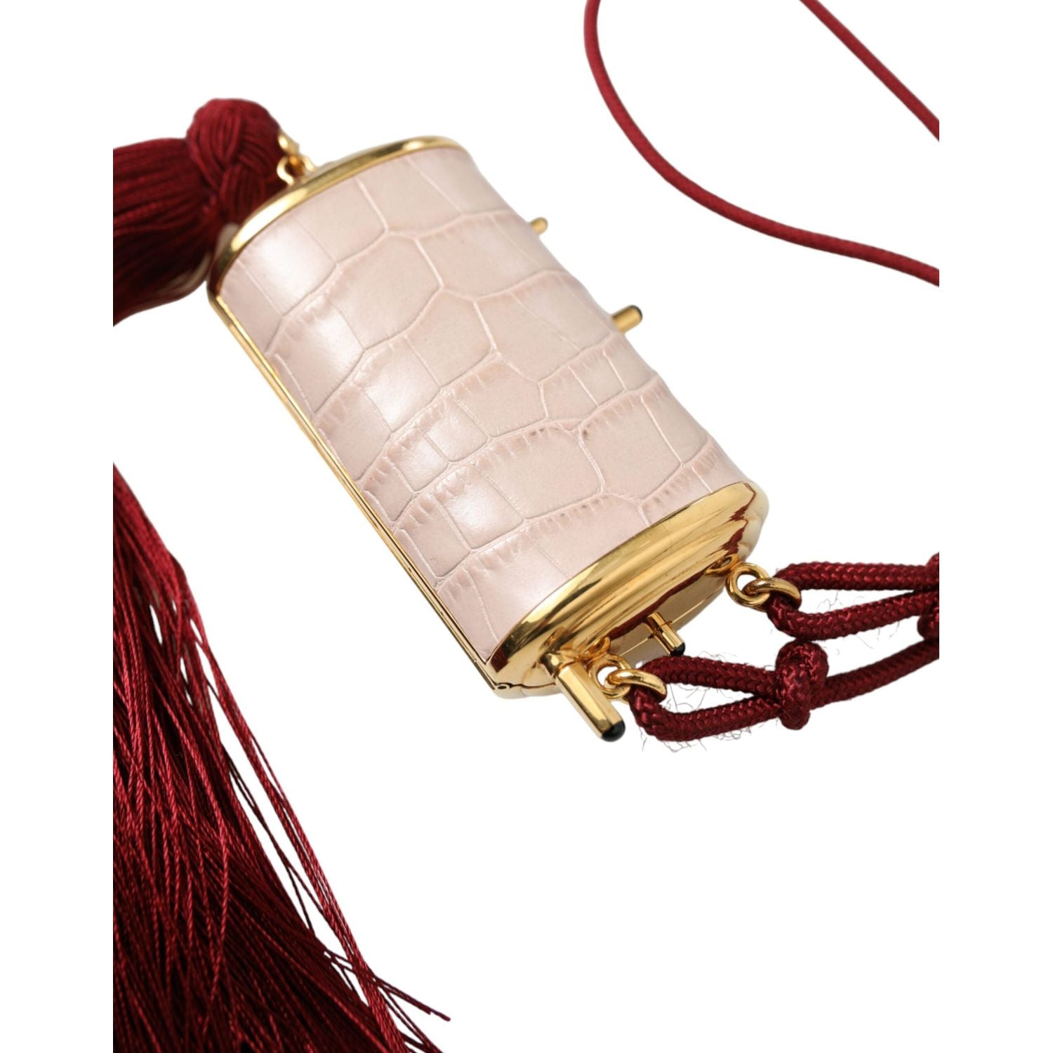 带流苏的异域粉色皮革迷你镜包