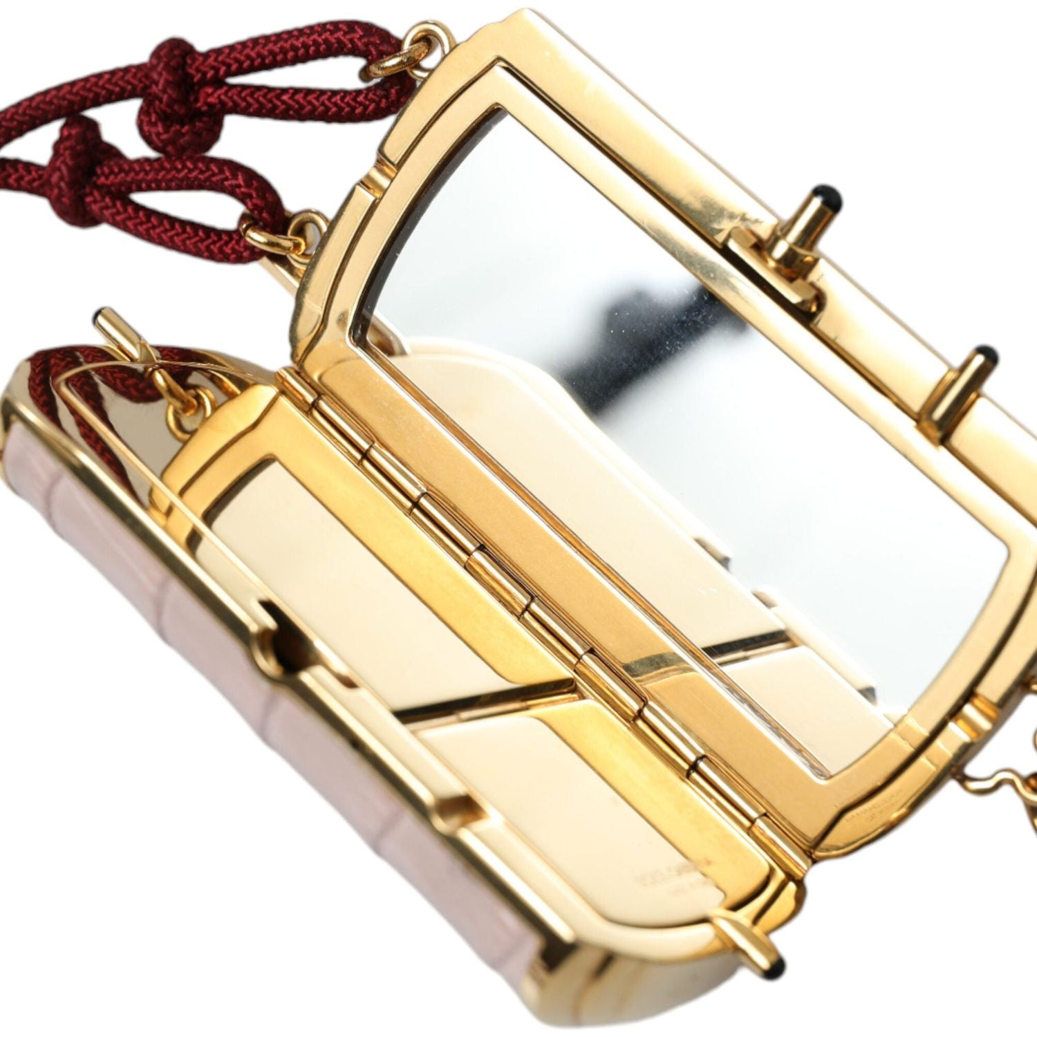 带流苏的异域粉色皮革迷你镜包