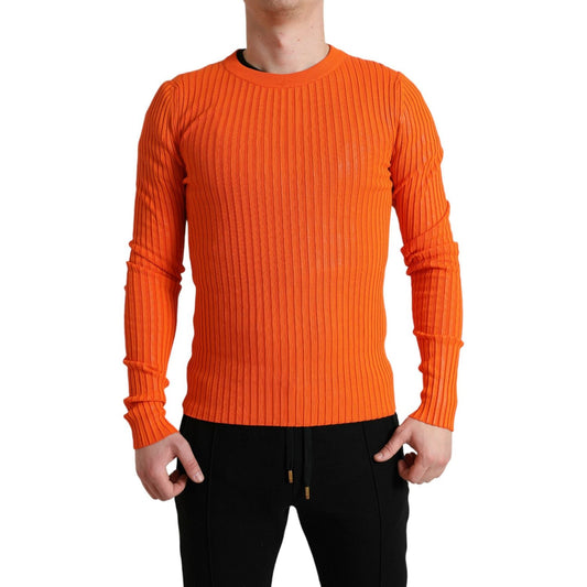 Dolce & Gabbana Sleek Sunset Orange Knitted Pullover Sweater Dolce & Gabbana