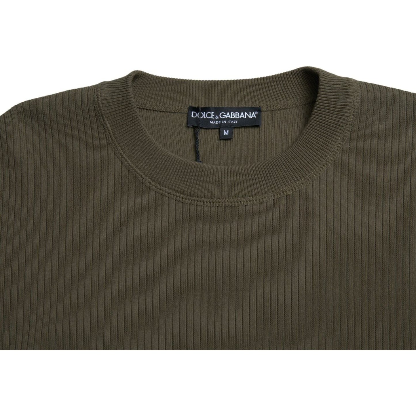 Dolce & Gabbana Elegant Green Crew Neck Cotton Sweater Dolce & Gabbana