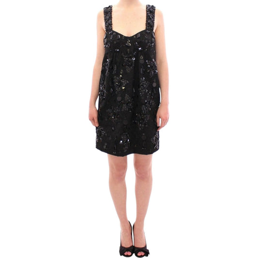 Dolce & Gabbana Black floral crystal embedded dress