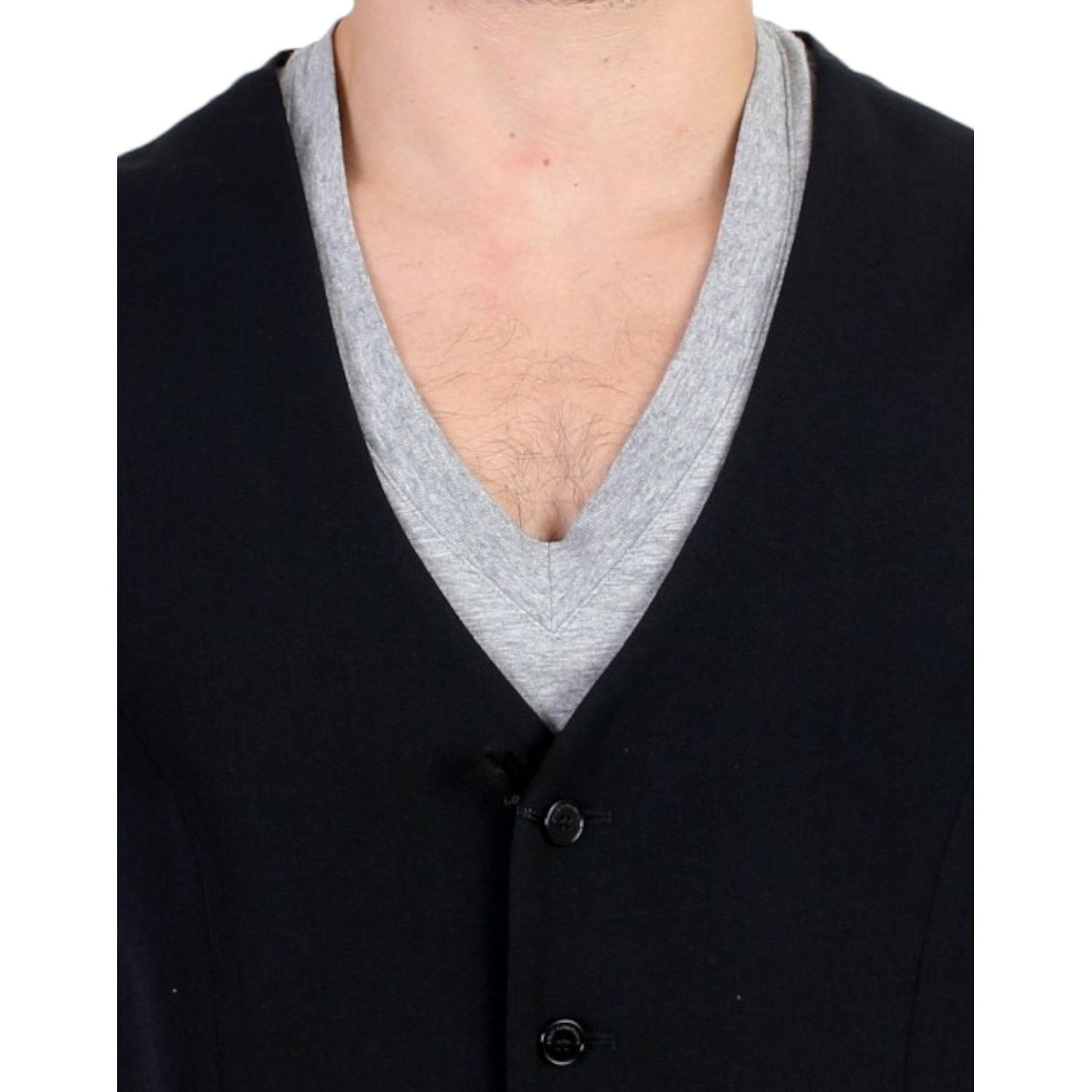 Costume National Elegant Black Wool Blend Casual Vest Costume National