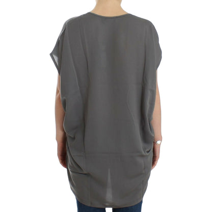 Costume National Gray V-neck long t-shirt