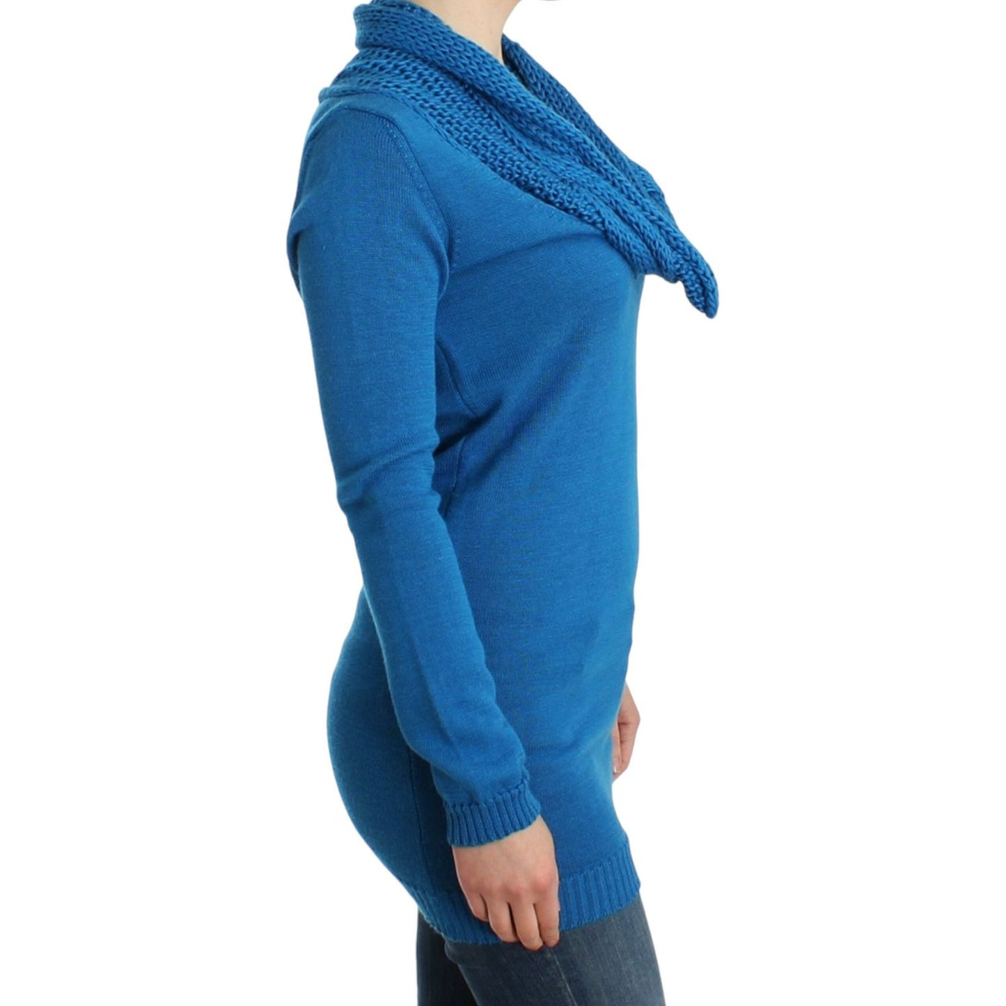 Costume National Chic Blue Scoop Neck Knit Sweater Costume National